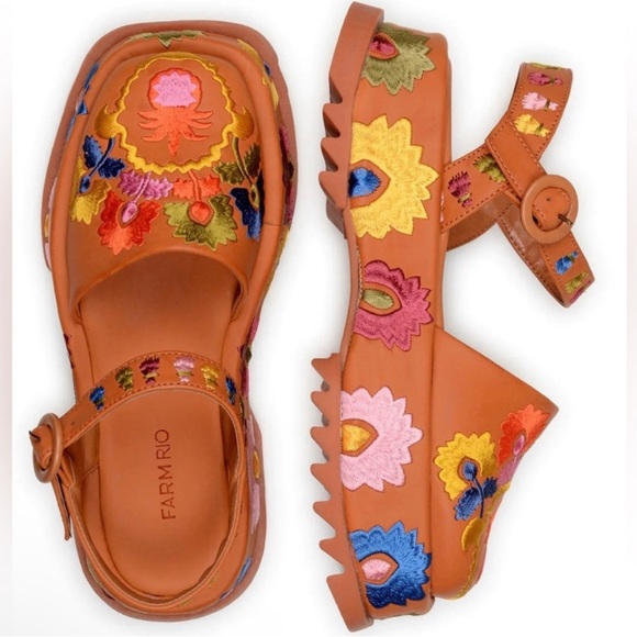 Farm Rio Leather Antwerp Closed Toe
Platform Sandals NEW - Picture 4 of 5